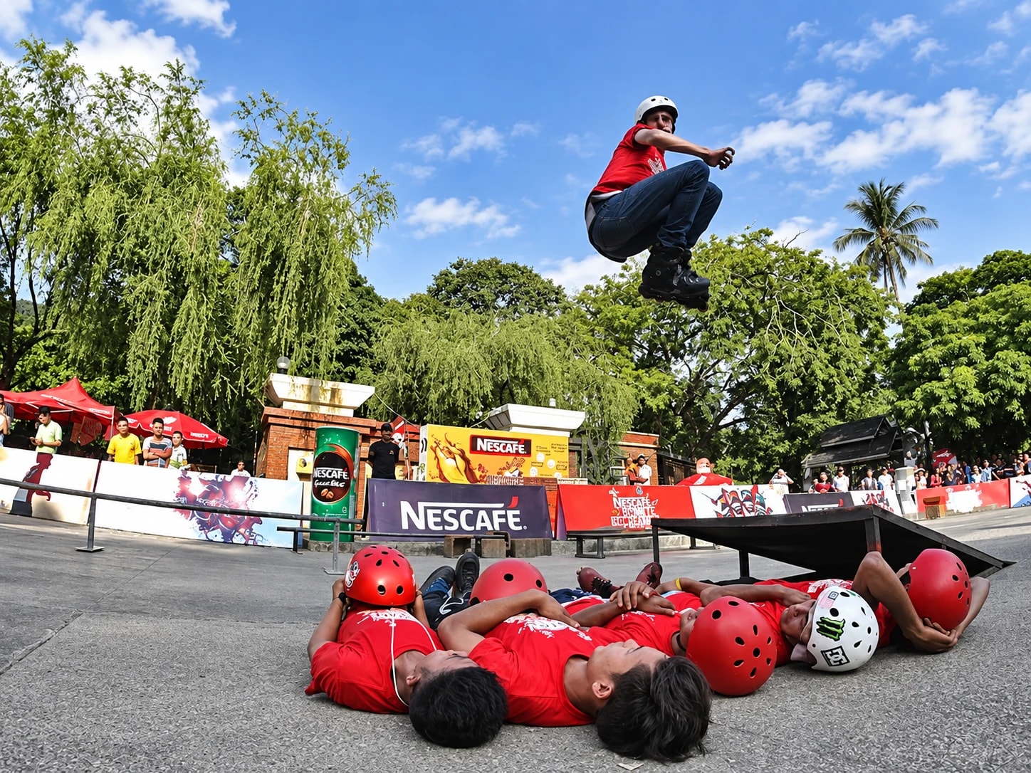 BMX rider competing at the Nescafé Urban Movement event