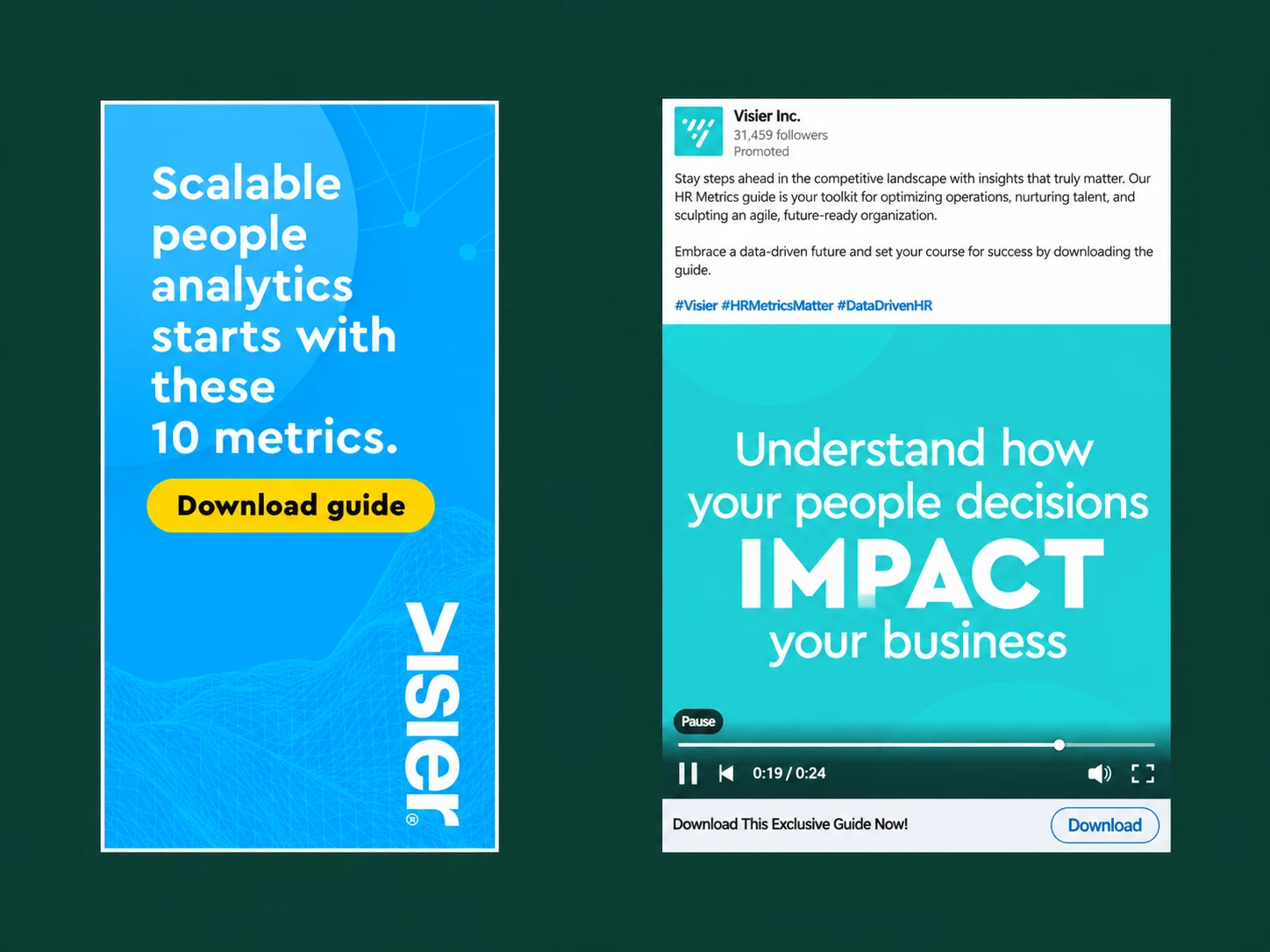 Visier people-analytics performance campaign creatives